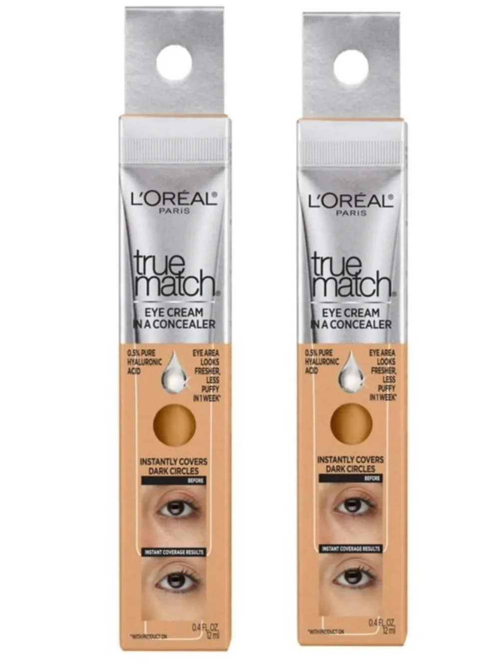 L’Oréal True Match Eye Cream Concealer C5-6 Medium Neutral Beige Makeup Bundle